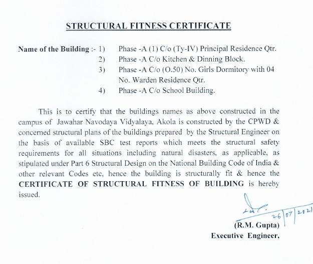 STRUCTURE SAFETY CERTIFICATE