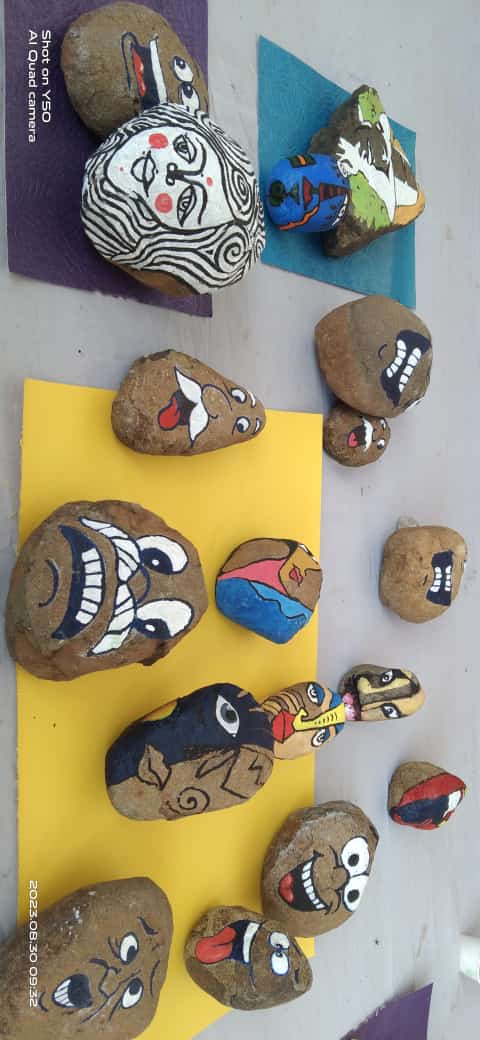 (c) ROCK PAINTING BY STUDENTS IN ART WORKSHOP 2023