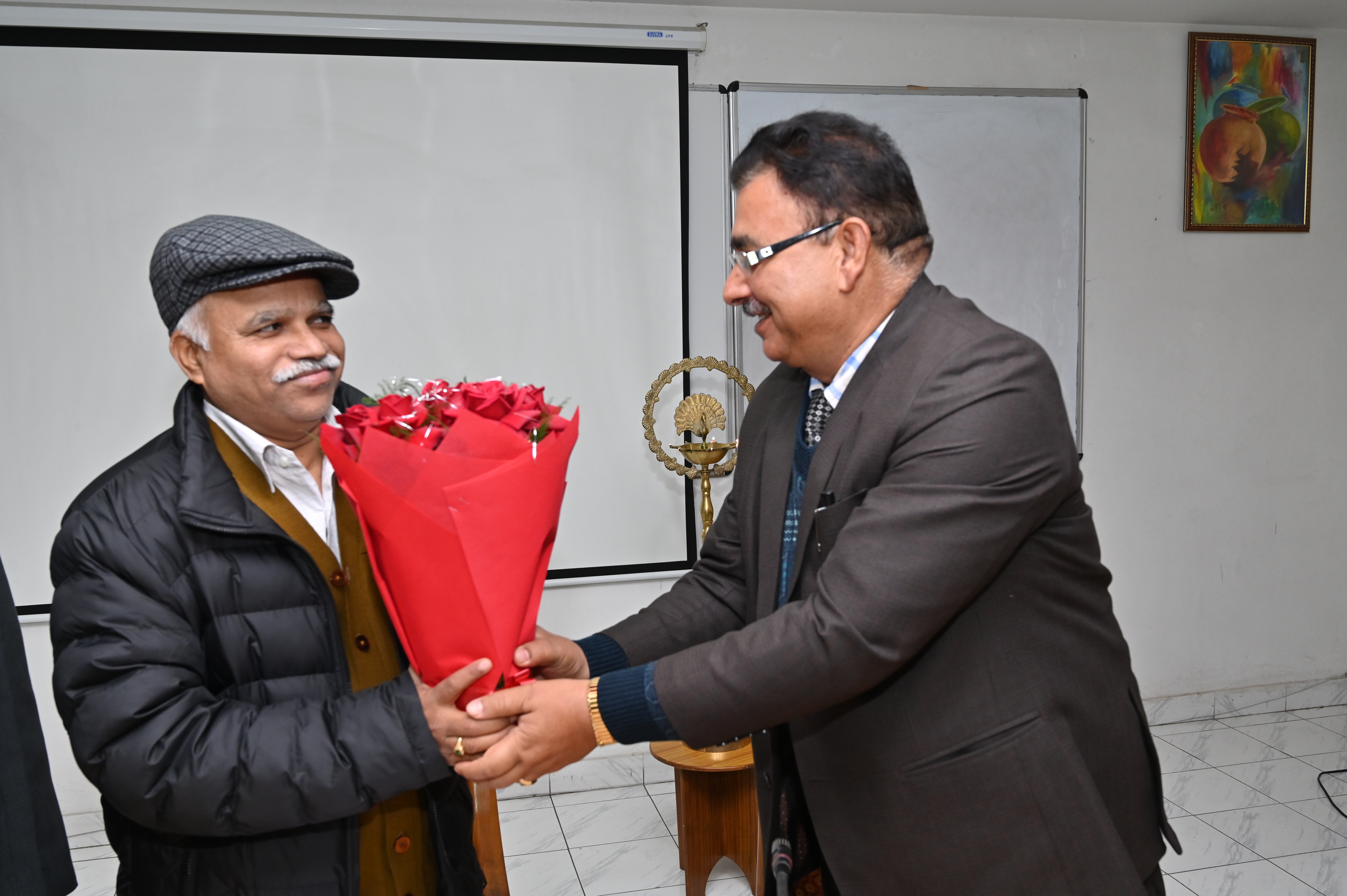 Welcome of Sh. V. J Charry ( Deputy Commissioner NVS RO  Chandigarh) by Sh. Karam Chand(Deputy Commissioner NLI  Amritsar and Sub Campus Chandigarh)
