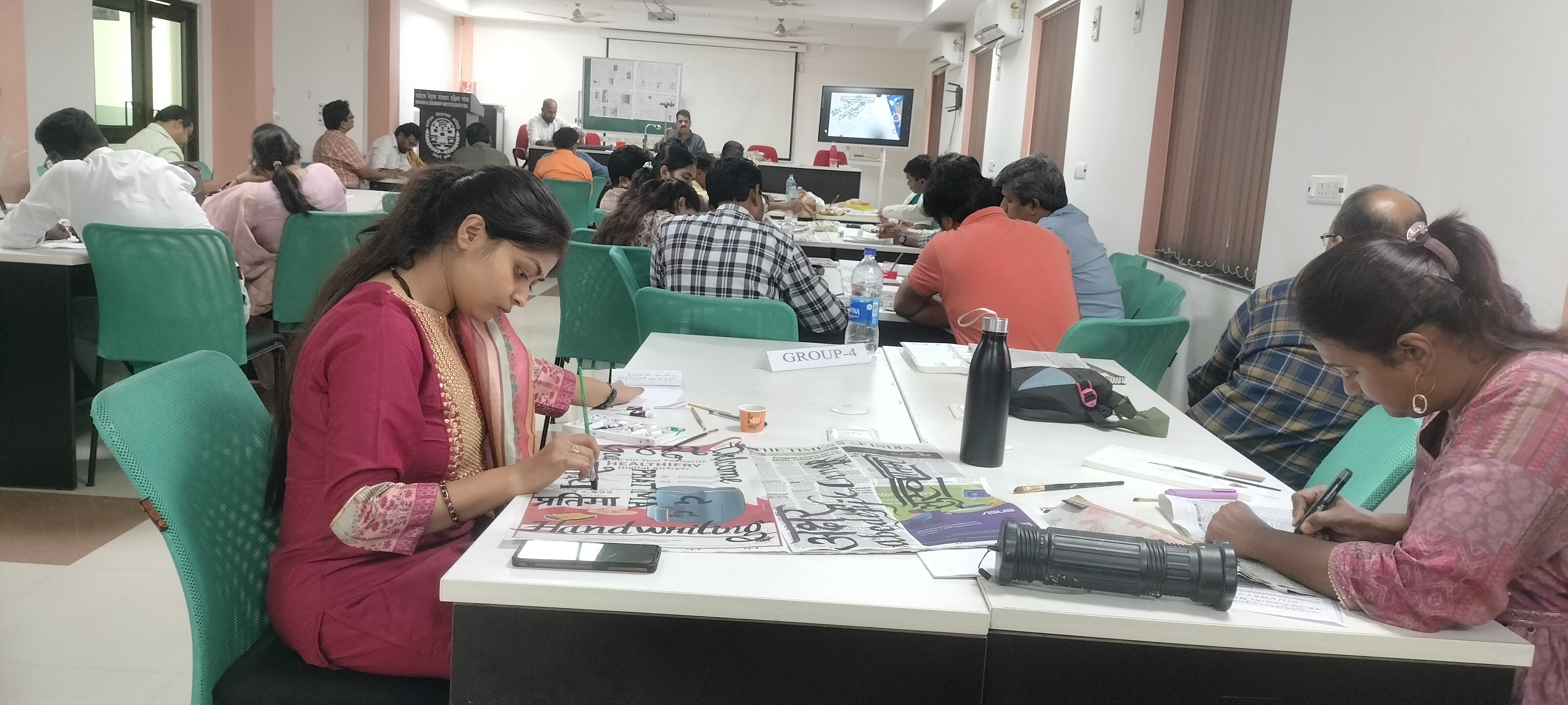 Calligraphy Practice during Orientation Programme of TGT Arts