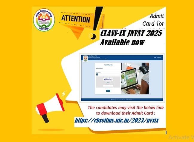 Download the Admit Card for class IX