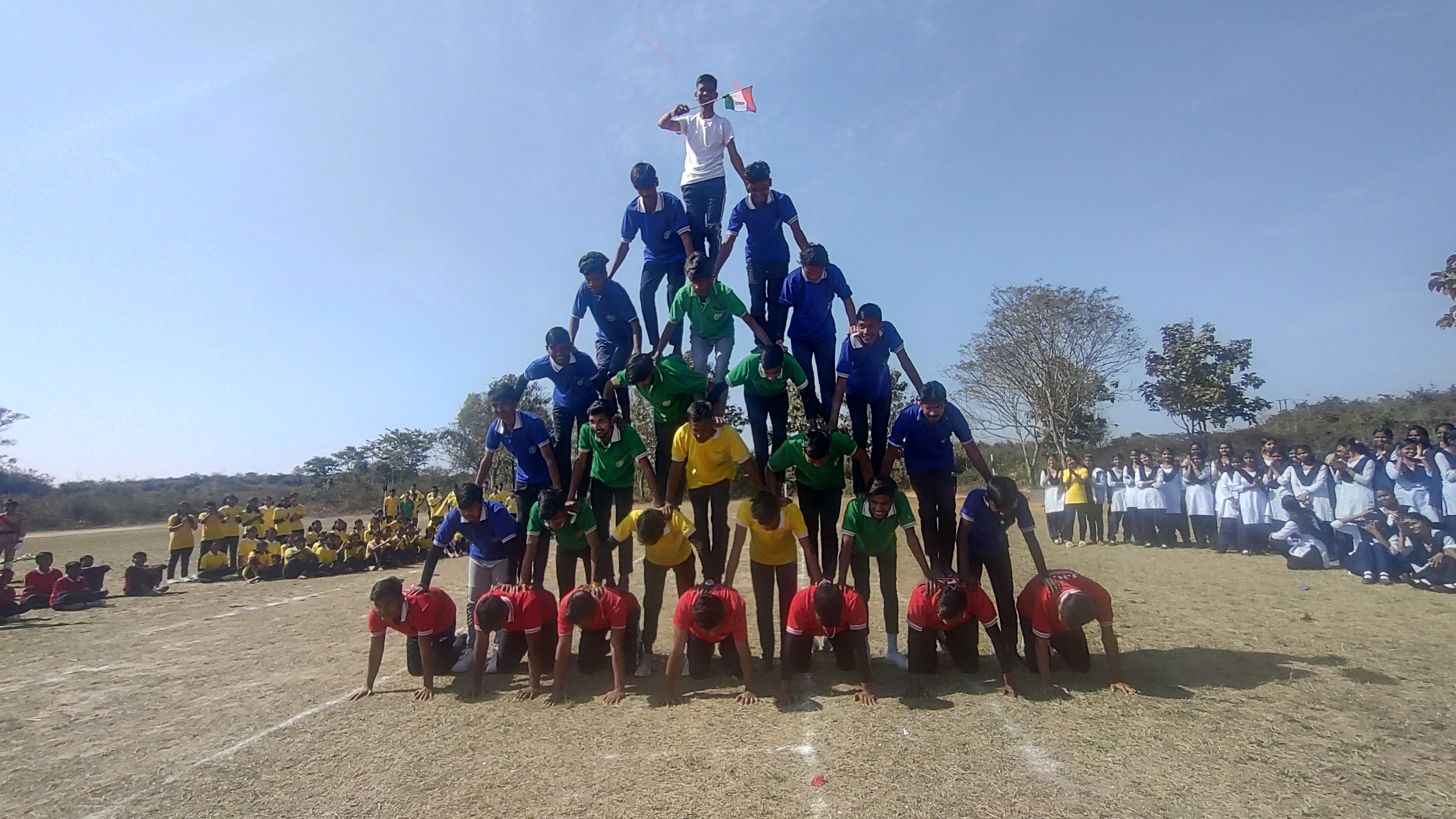 Pyramid shape by students on the occasion of 26th january