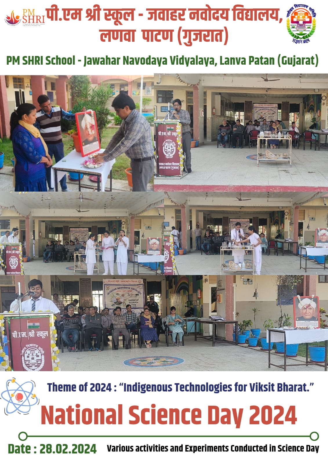 National Science Day celebration in JNV Patan on 28.02.2024