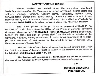 Notice Inviting Tender 2024-2025