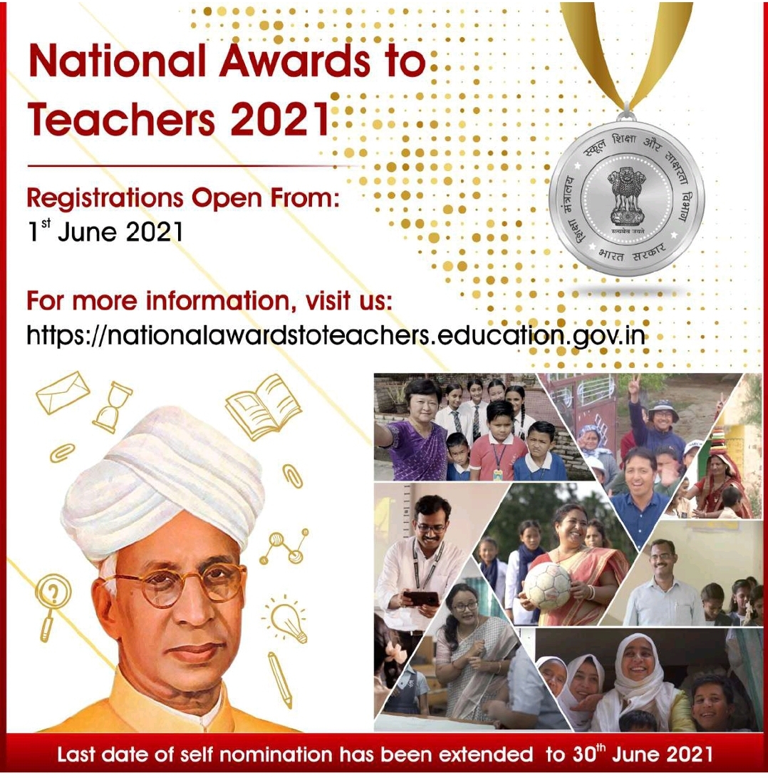 Click for detail information about  national award 2021 for teachers  registration open 